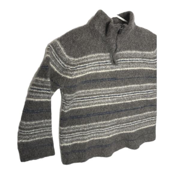 Zegna Sport wool sweater high neck & 1/4 zip gray & cream size small - Picture 2 of 12